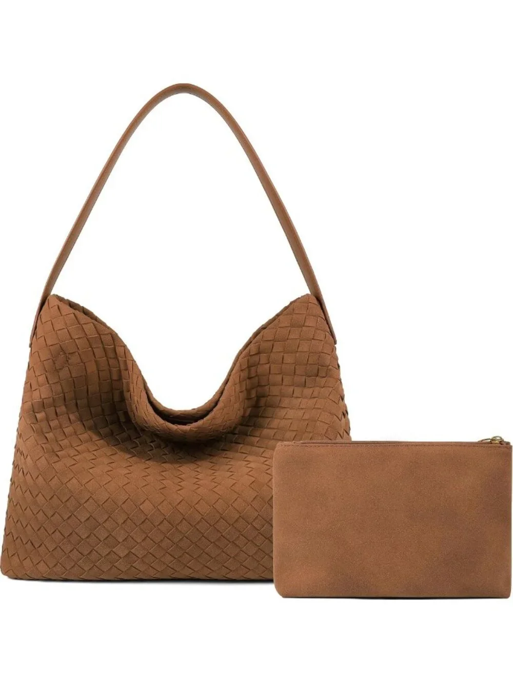 Chic Vegan Leather Hobo Tote Bag, Stylish Suede Purse with Top Handle for Women